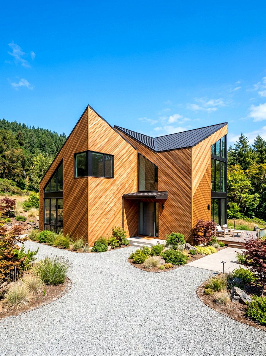 Diagonal Cedar Siding - 30 cedar siding exterior ideas