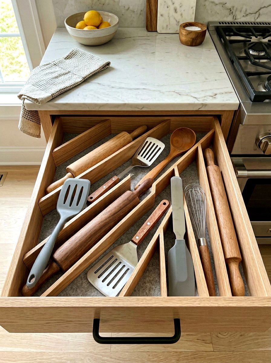 Diagonal Kitchen Tool Dividers - 30 kitchen drawer divider ideas