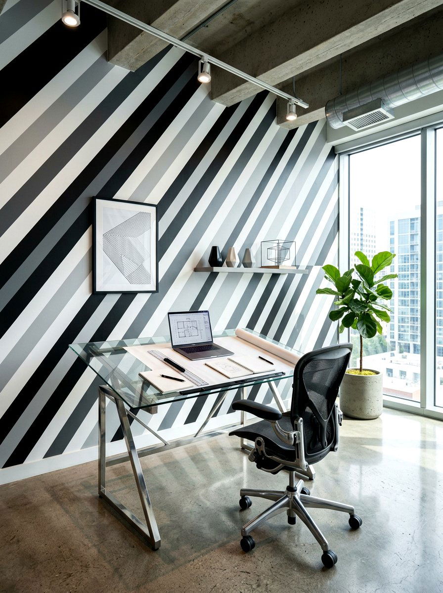 Diagonal Modern Wall - 30 striped wall ideas