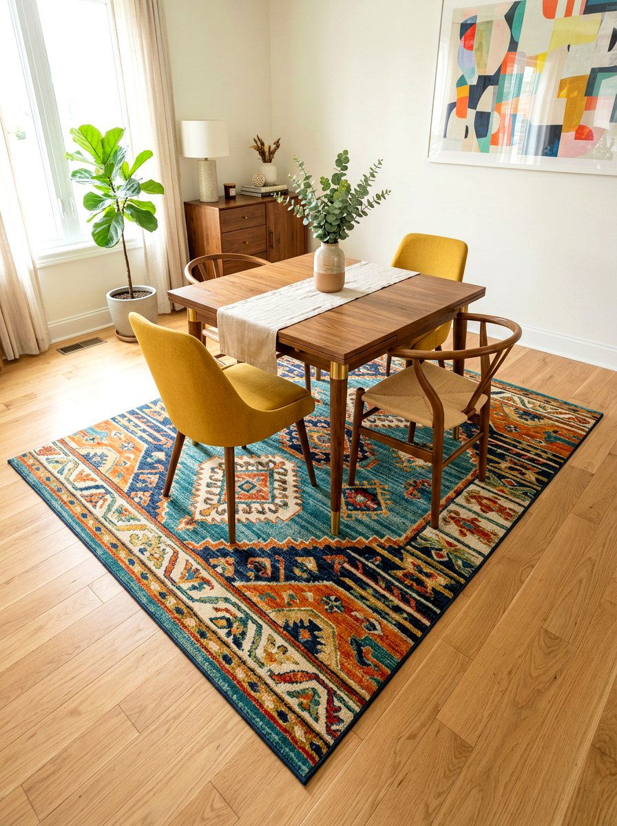 Diagonal Rug Under Dining Table - 30 dining room rug placement ideas