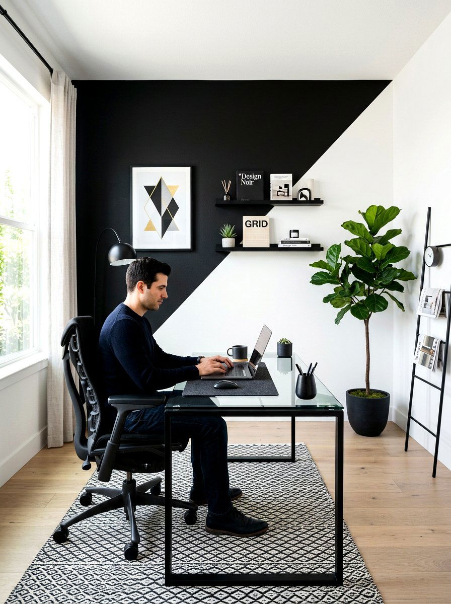 Diagonal Split Accent Wall - 30 two tone wall paint ideas