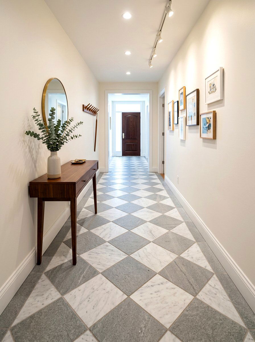 Diagonal checkerboard foyer floor - 30 checkerboard foyer floor ideas