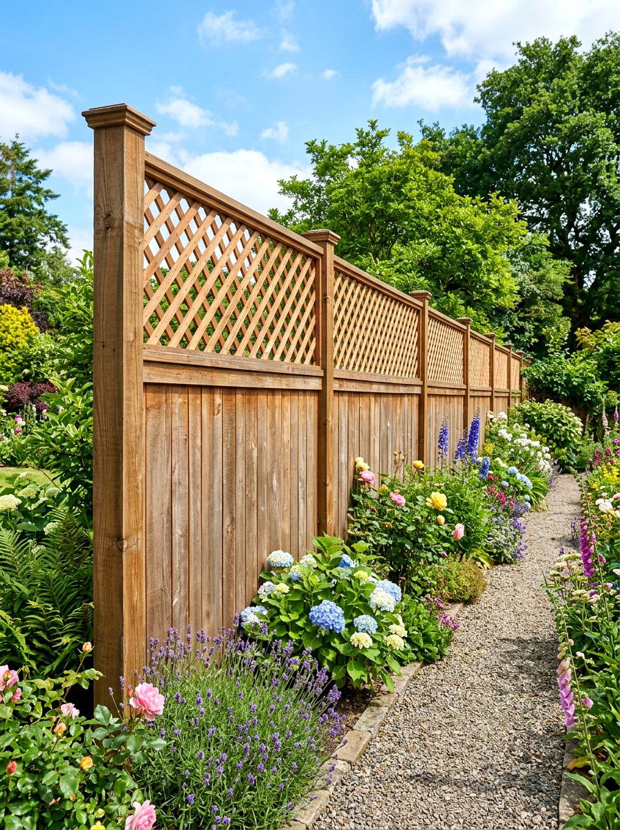 Diagonal pattern wood lattice - 30 lattice privacy ideas