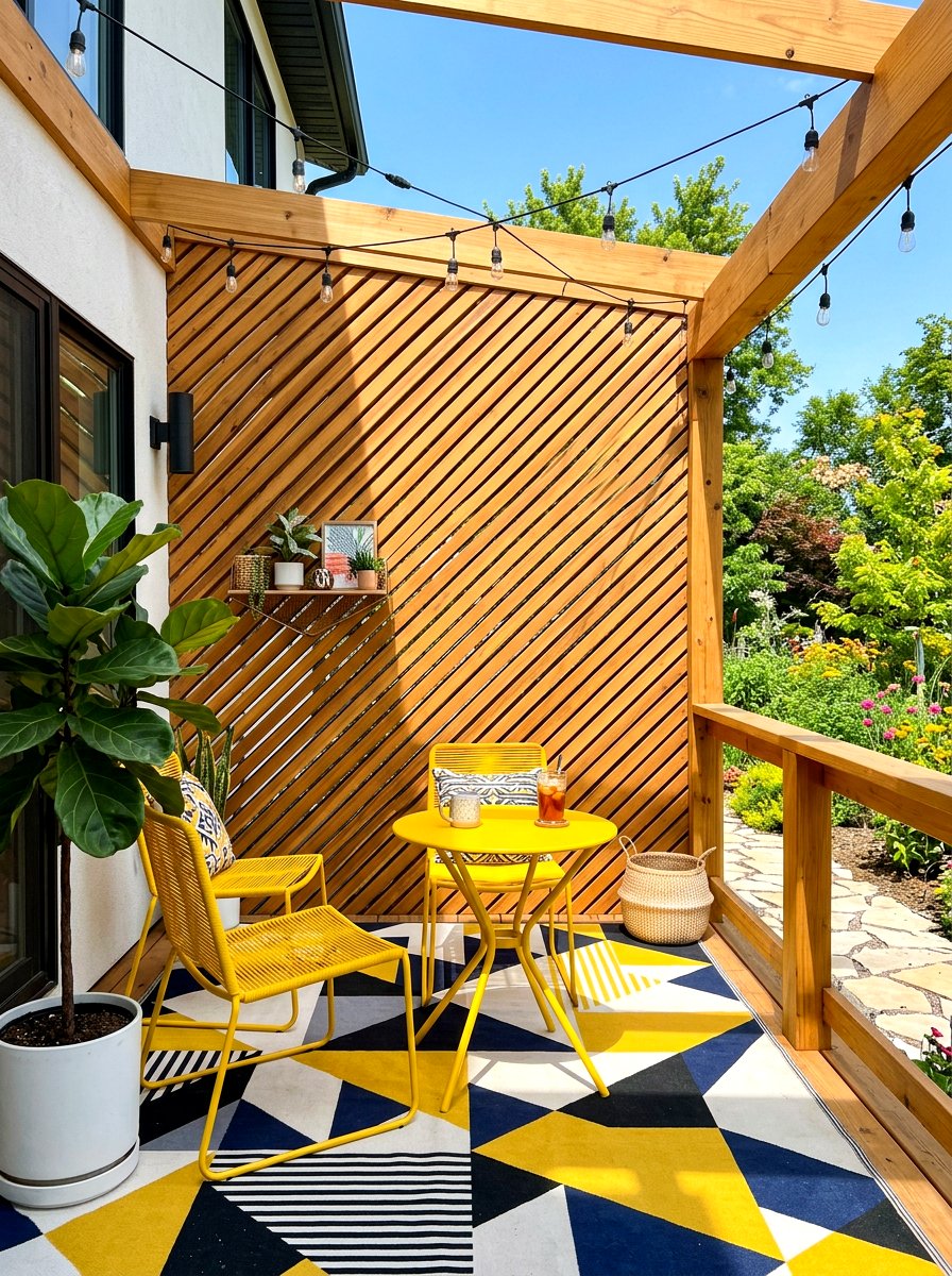 Diagonal slat pattern wall - 30 porch slat wall ideas