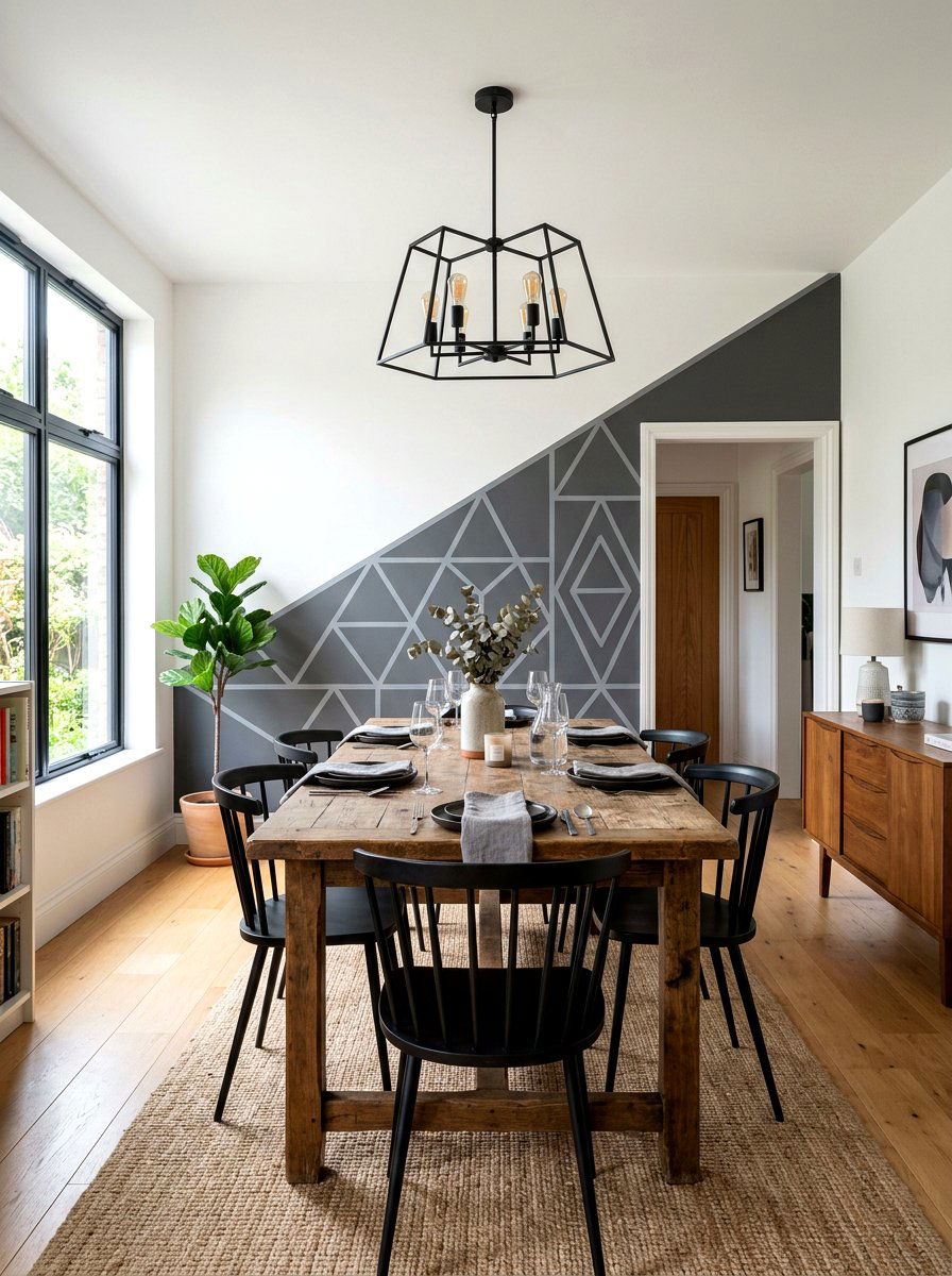Diagonal split wall - 30 tape wall art display ideas