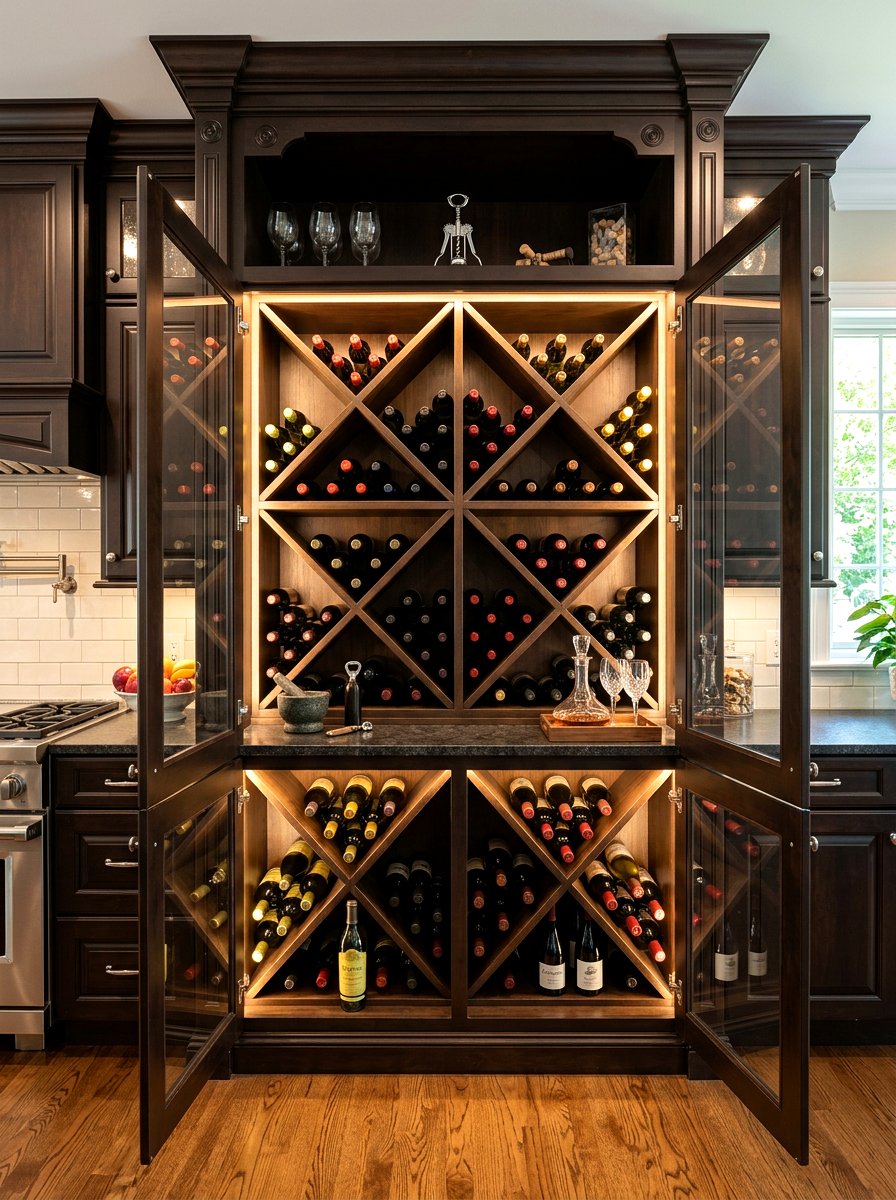Diamond Bin Wine Cabinet - 30 wine storage kitchen ideas