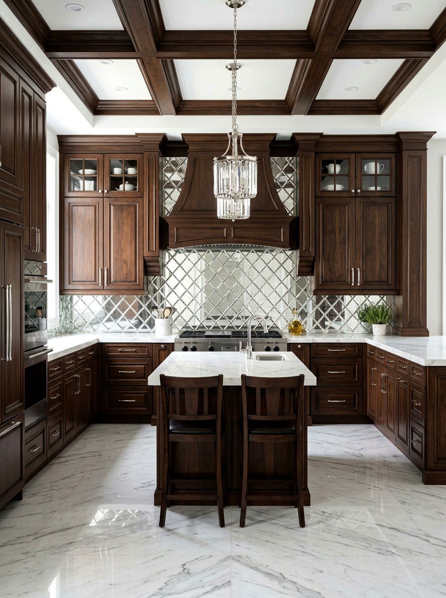Diamond Pattern Mirror Backsplash - 30 mirror backsplash ideas