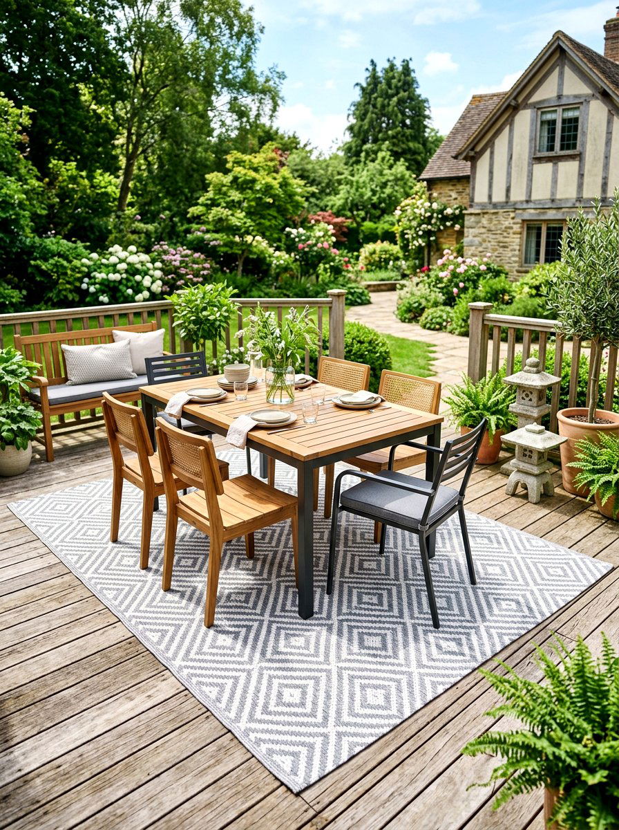 Diamond Print Outdoor Rug - 30 patio rug ideas