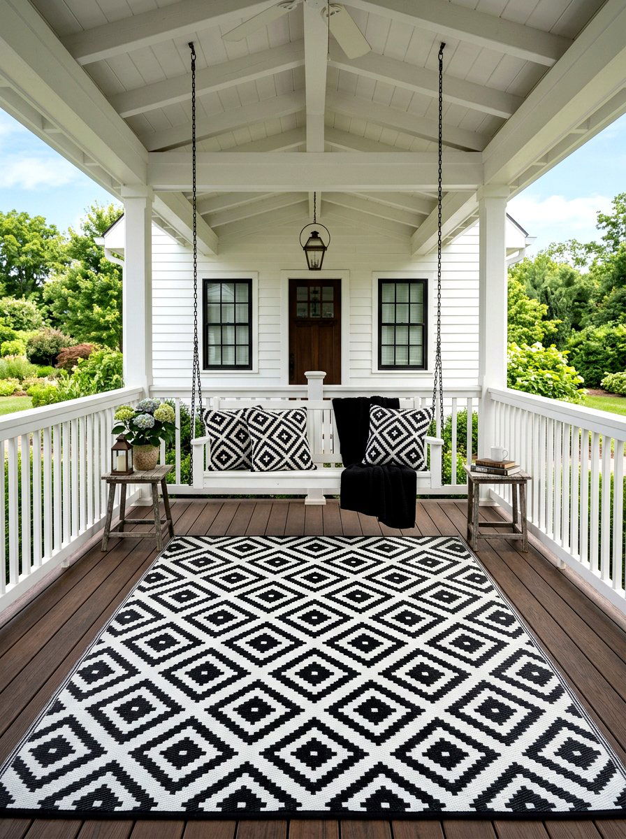 Diamond Weave Outdoor Rug - 30 front porch rug ideas