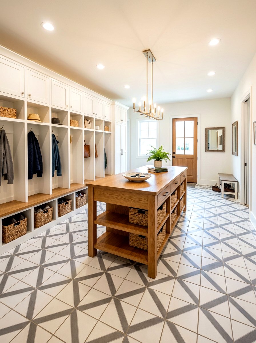 Diamond pattern floor tile - 30 patterned mudroom tile ideas
