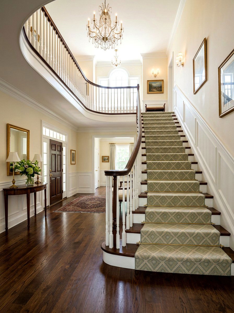 Diamond pattern stair runner - 30 stair runner ideas