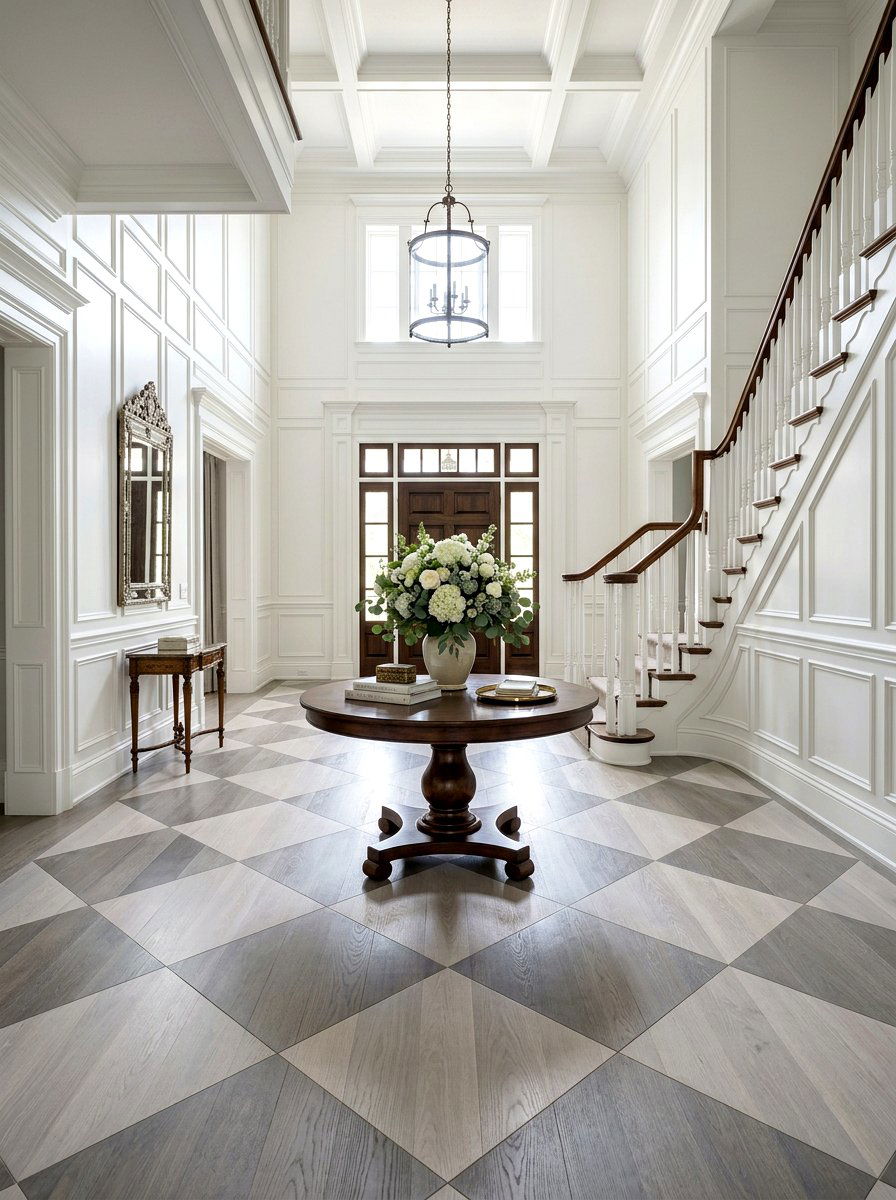 Diamond pattern wood floor - 30 painted floor ideas