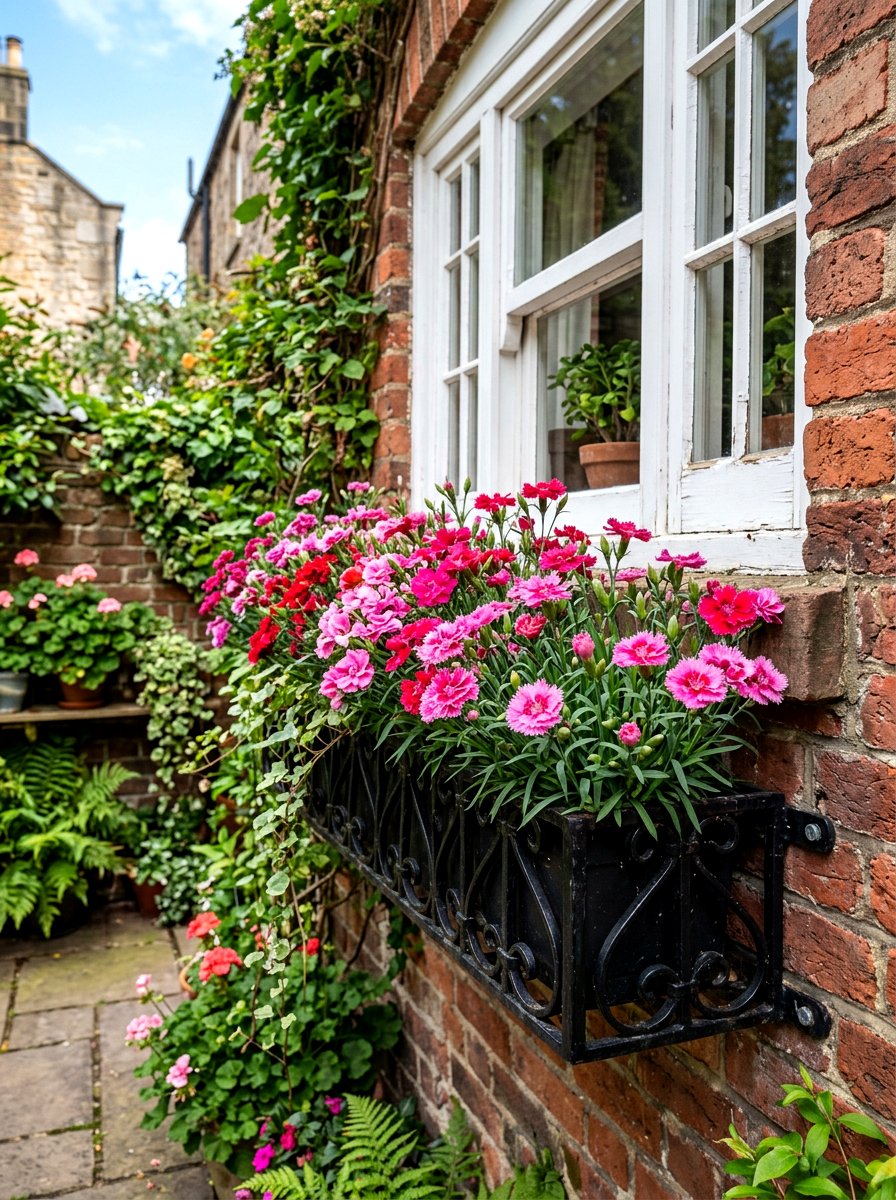 Dianthus Flower Box - 30 edible flower garden ideas