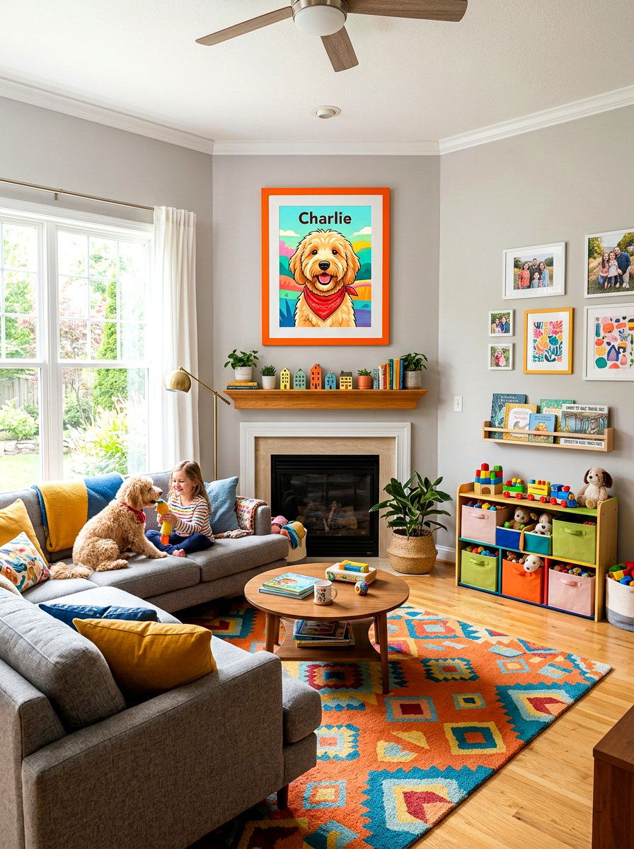 Digital pet caricature art - 30 pet portrait wall ideas