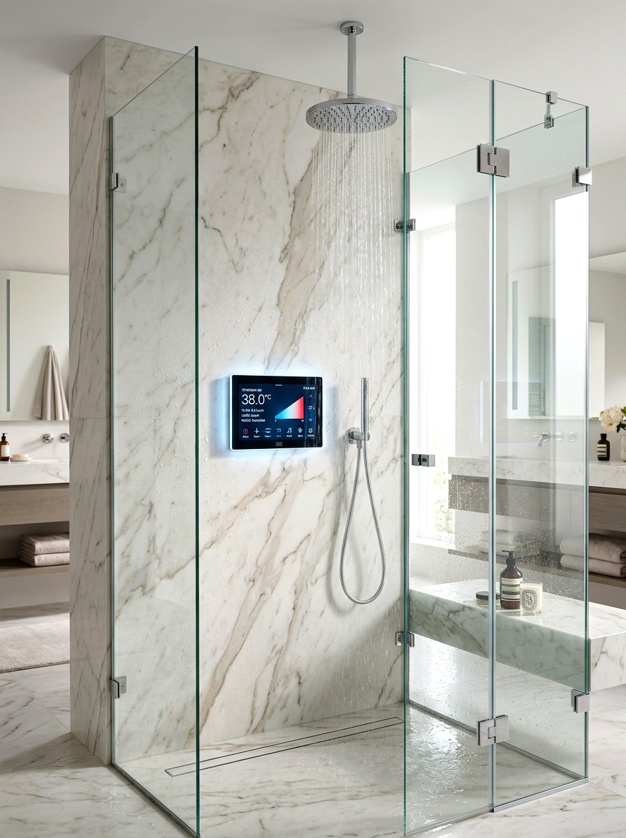 Digital shower control panel - 30 spa shower bathroom ideas