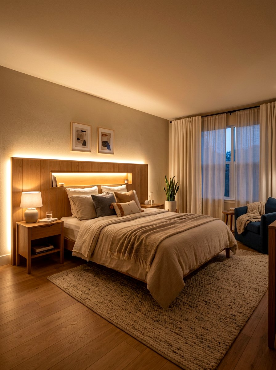 Dimmable Ambient Light - 30 Japandi bedroom ideas