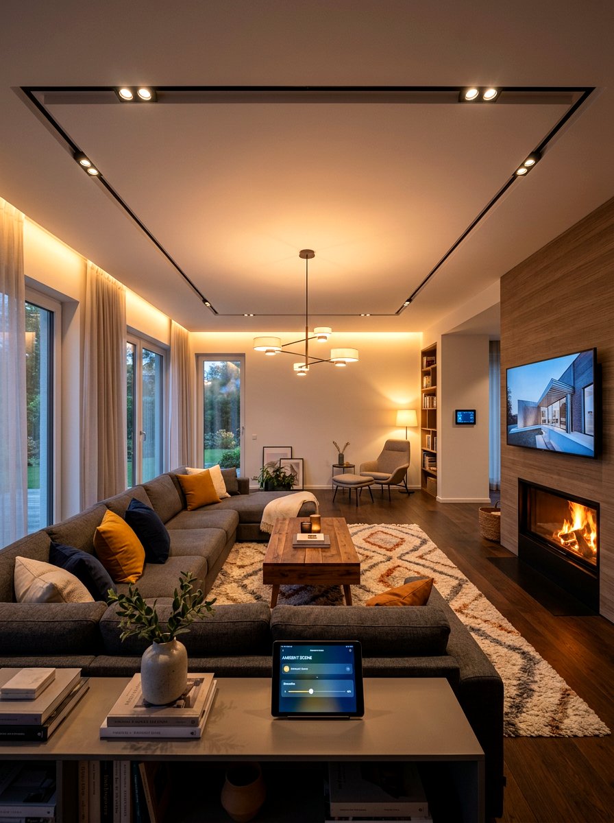 Dimmable Overhead Lighting - 30 layered lighting living room ideas