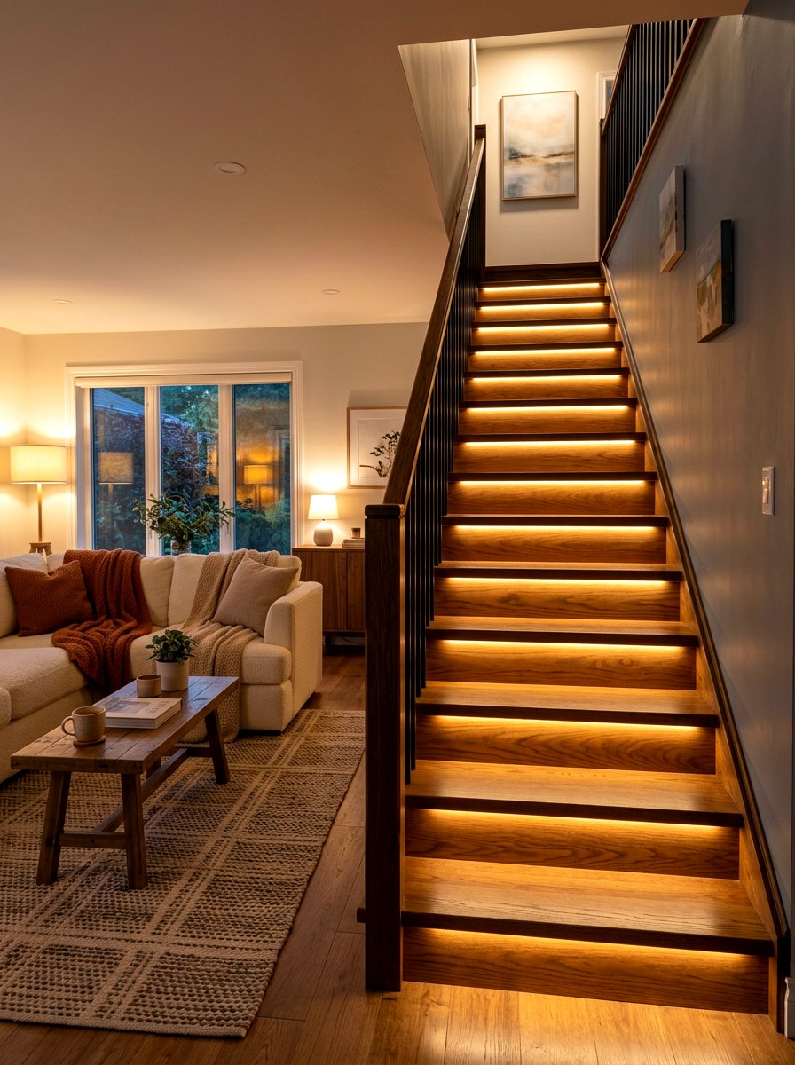 Dimmable Stair Tread Lighting - 30 stair tread lighting ideas