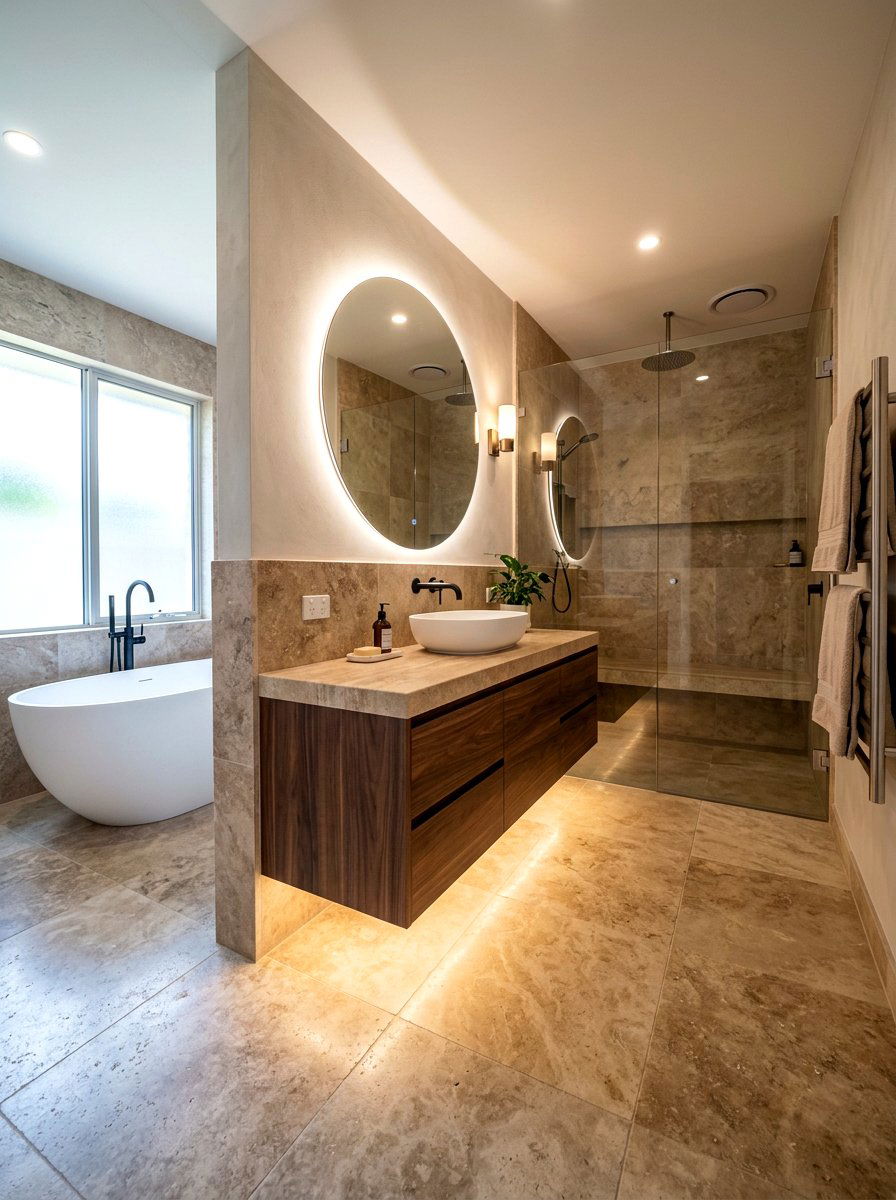 Dimmable bathroom floor light - 30 toe kick bathroom lighting ideas