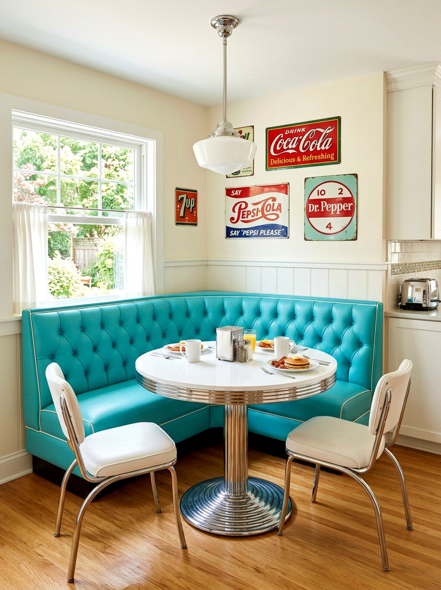 Diner Style Breakfast Nook - 30 retro kitchen ideas