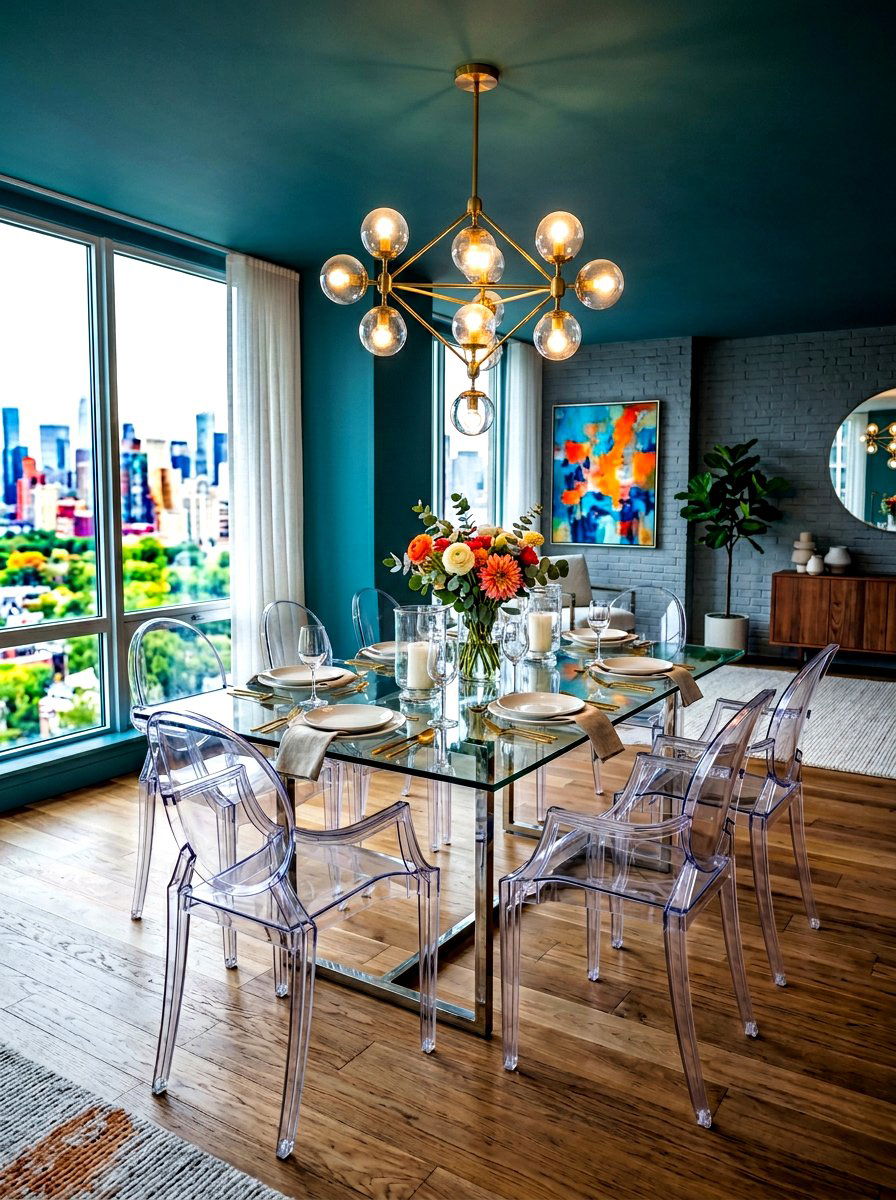 Dining Area With Transparent Furniture - 30 micro living ideas