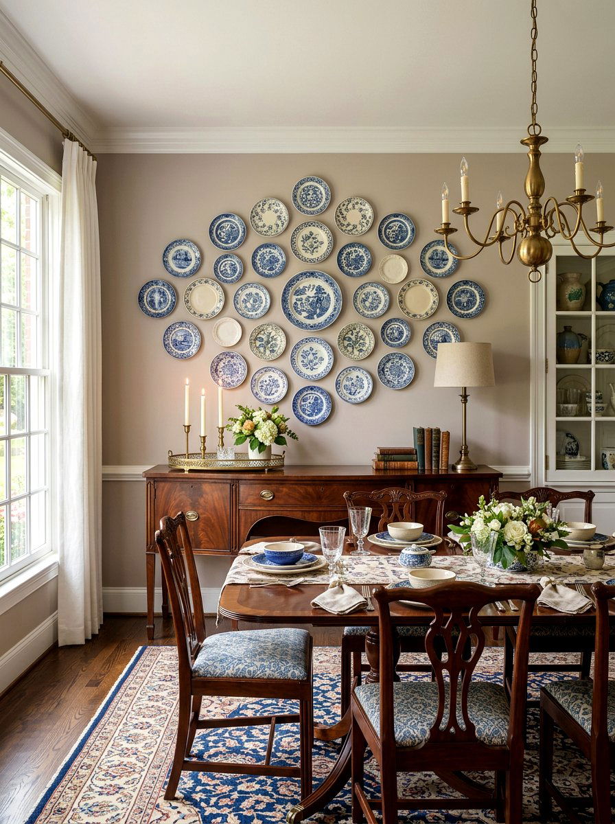 Dining Room Buffet Plate Wall - 30 plate wall display ideas