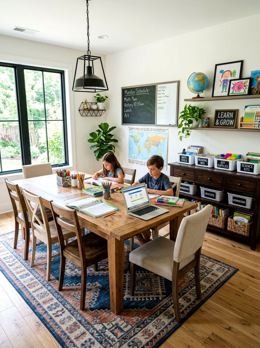 Dining Room Homeschool Corner - 30 homeschool room ideas