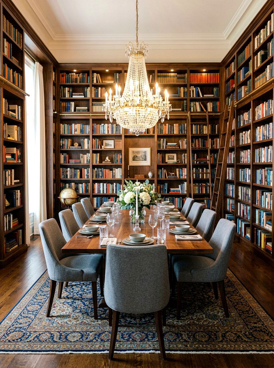 Dining Room Library Shelving - 30 multipurpose room ideas