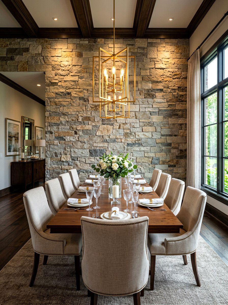 Dining Room Stone Wall - 30 stone accent wall ideas
