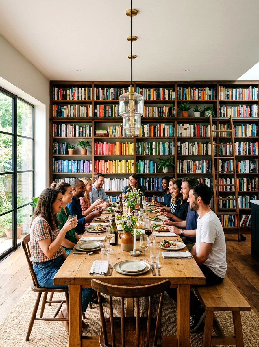 Dining Room Wall Of Books - 30 book filled room ideas