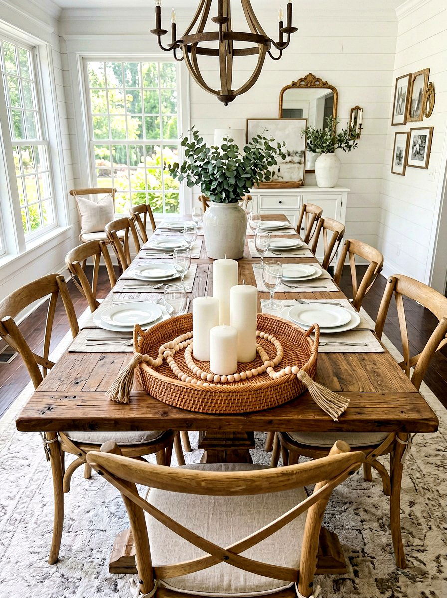 Dining Table Centerpiece Woven Tray - 30 woven tray decor ideas
