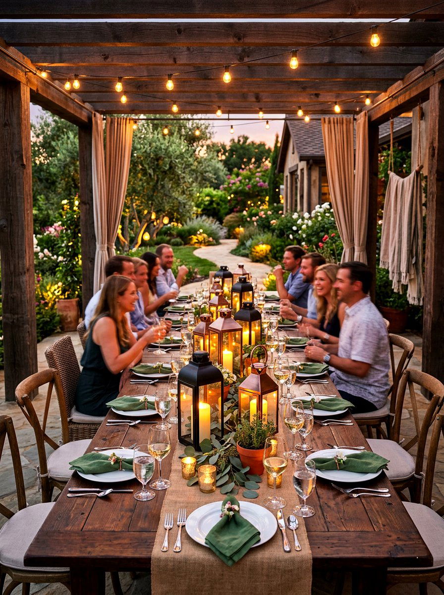 Dining Table Lantern Cluster - 30 lantern cluster patio ideas