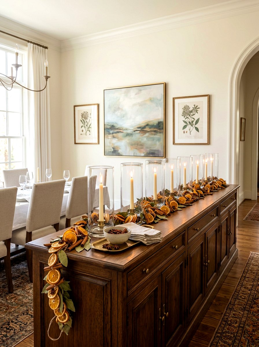 Dining room sideboard candle layout - 30 candle heavy fall decor ideas