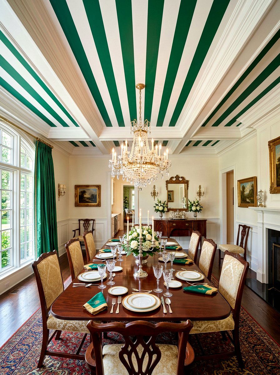 Dining room striped ceiling - 30 striped ceiling ideas