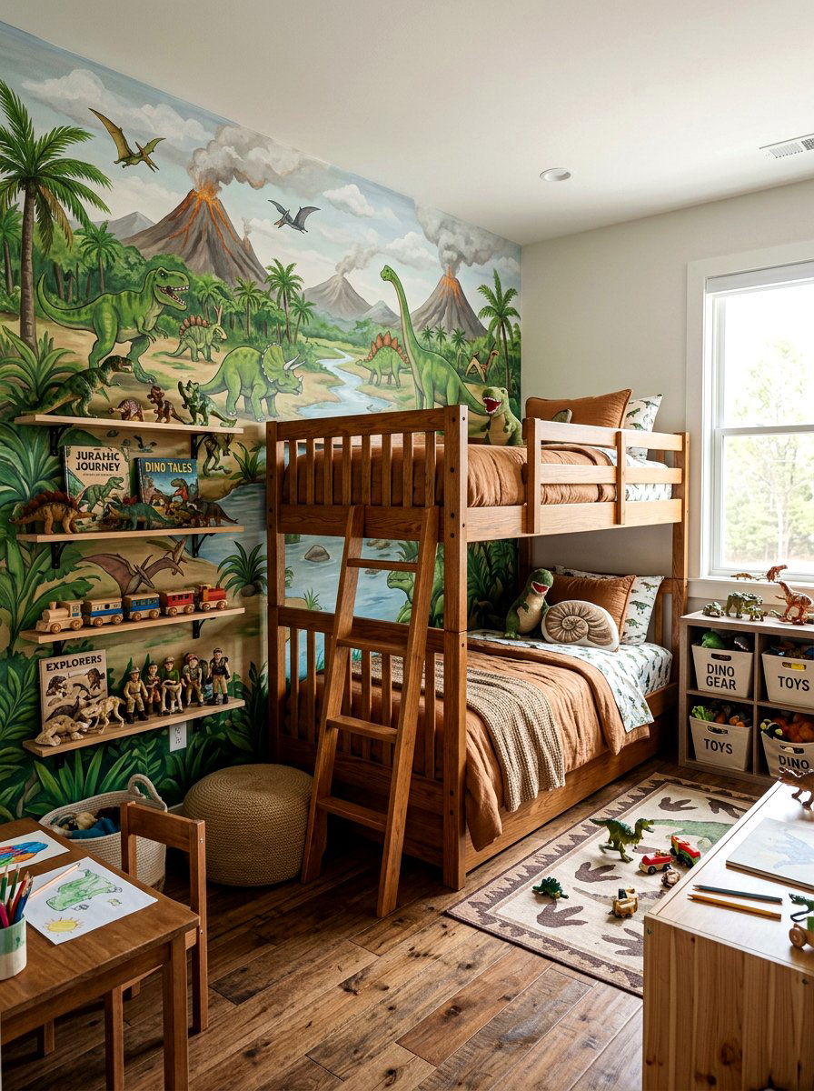 Dinosaur Park Prehistoric Kids Mural - 30 mural kids bedroom ideas