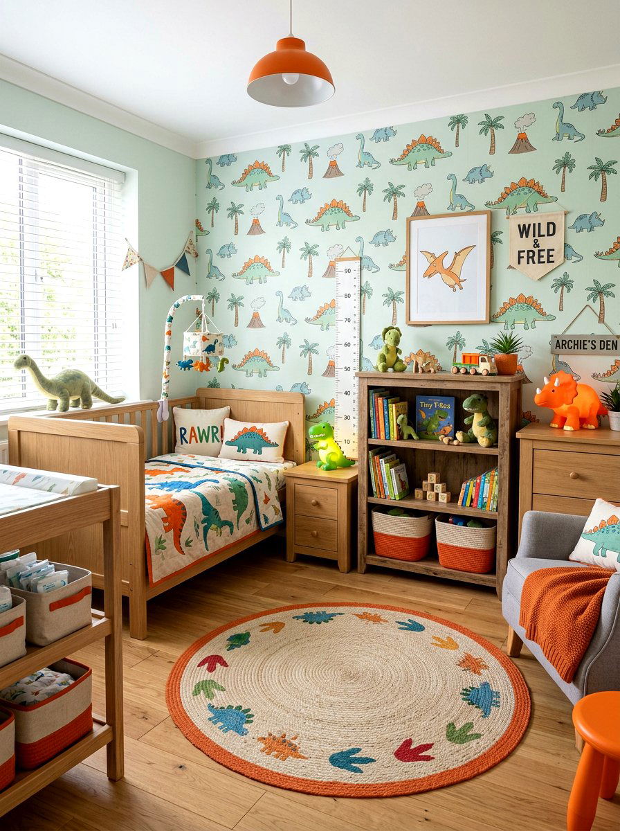 Dinosaur nursery wallpaper - 30 nursery wallpaper ideas