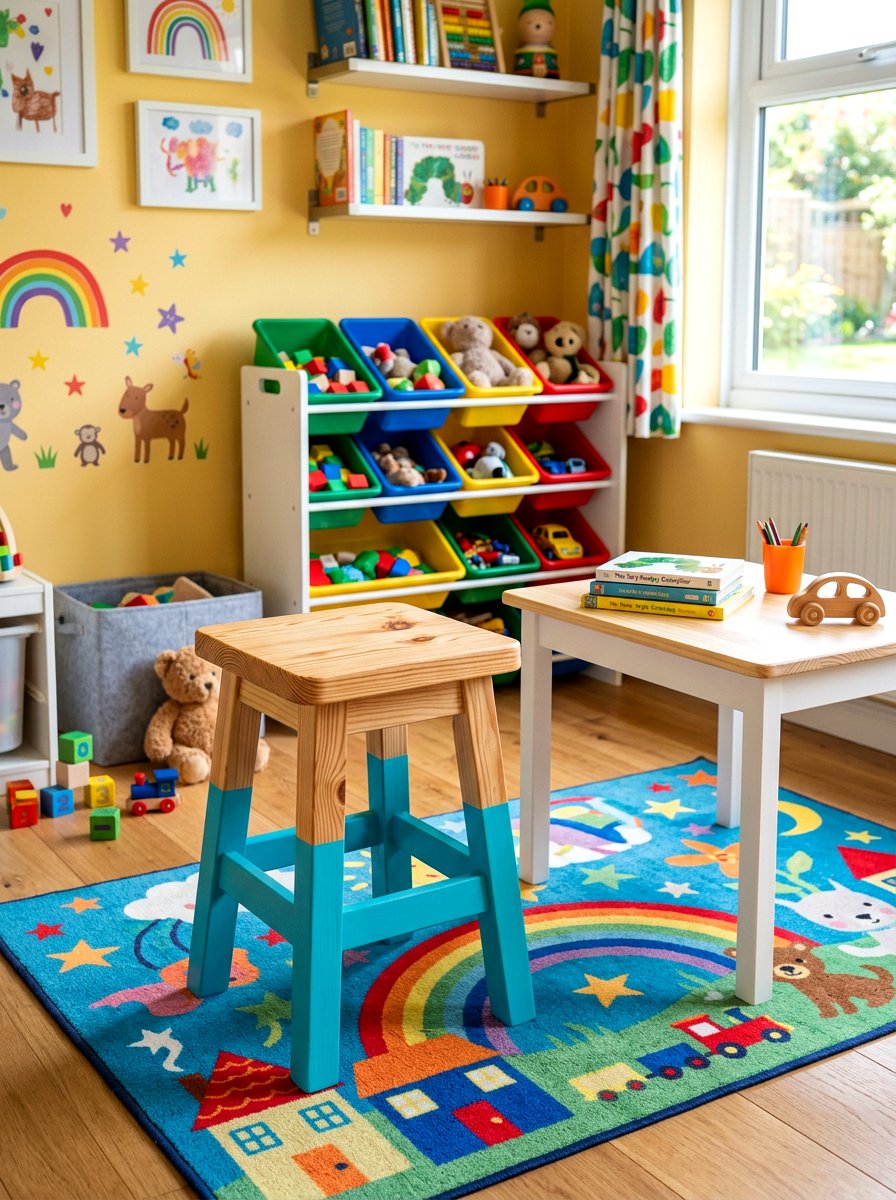 Dip Painted Wood Stool - 30 accent stool ideas