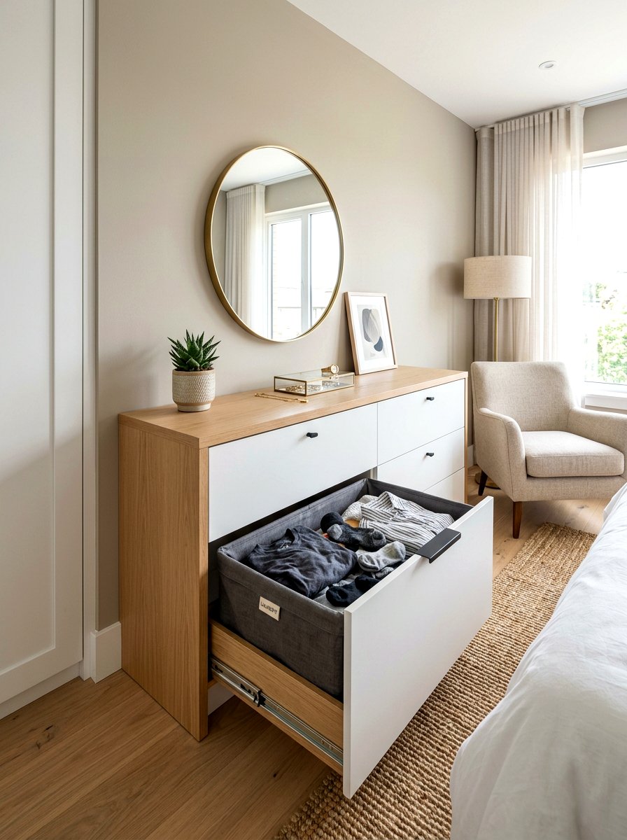 Dirty Clothes Sliding Drawer - 30 hidden hamper ideas