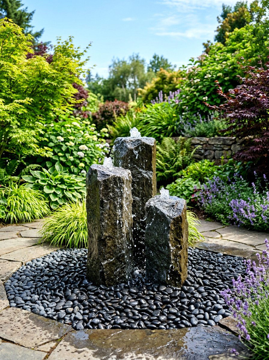 Disappearing Water Fountain - 30 garden fountain ideas