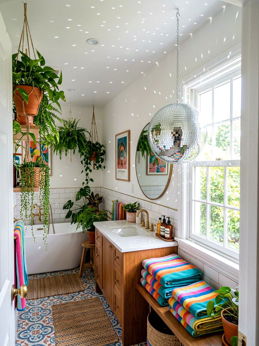Disco Ball Decor - 30 dopamine bathroom ideas