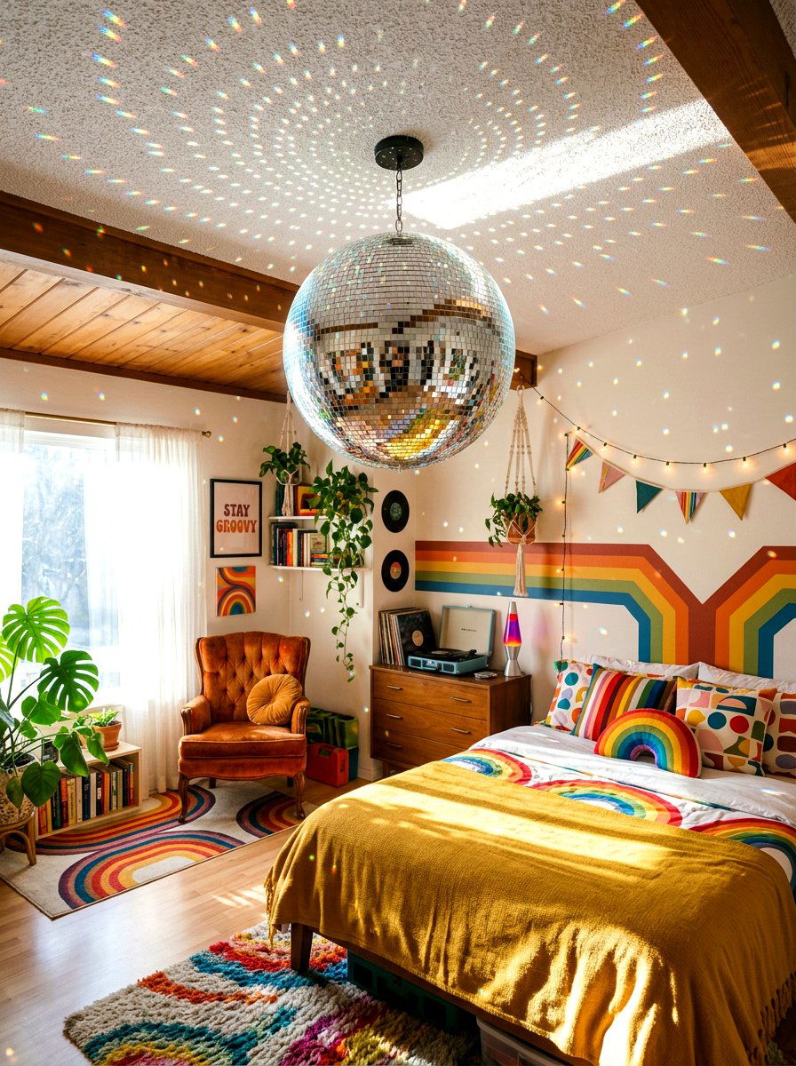 Disco Ball Decor - 30 dopamine bedroom ideas