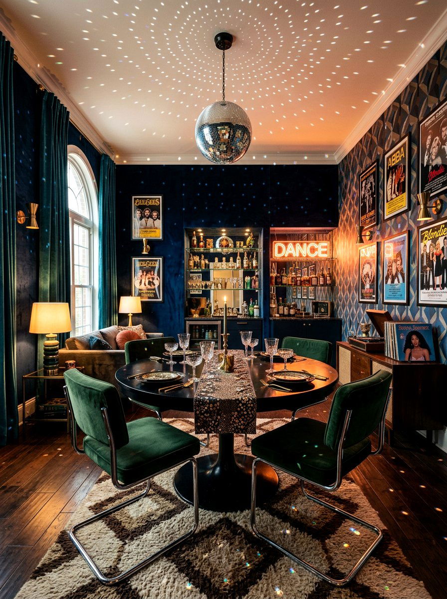 Disco Ball Dining Room - 30 retro dining room ideas