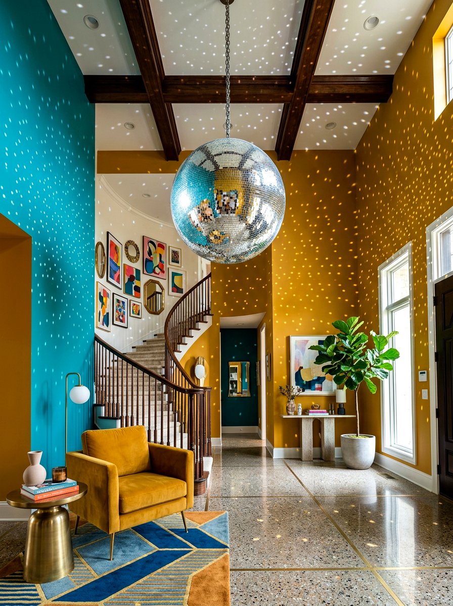 Disco Ball Foyer - 30 dopamine entryway ideas