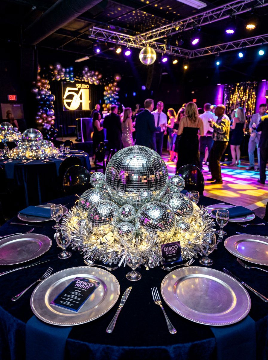 Disco ball centerpiece - 30 New Year table decor ideas