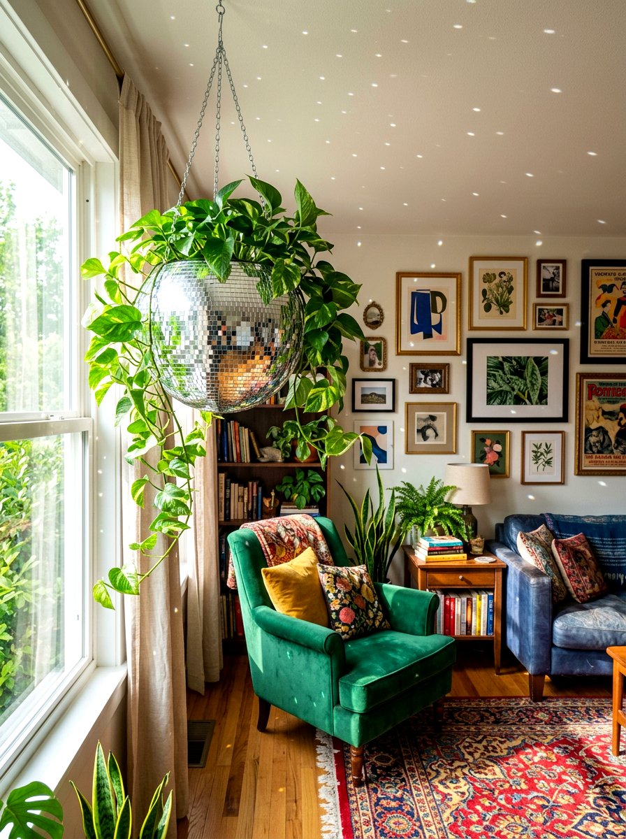 Disco ball planter - 30 hanging planter ideas
