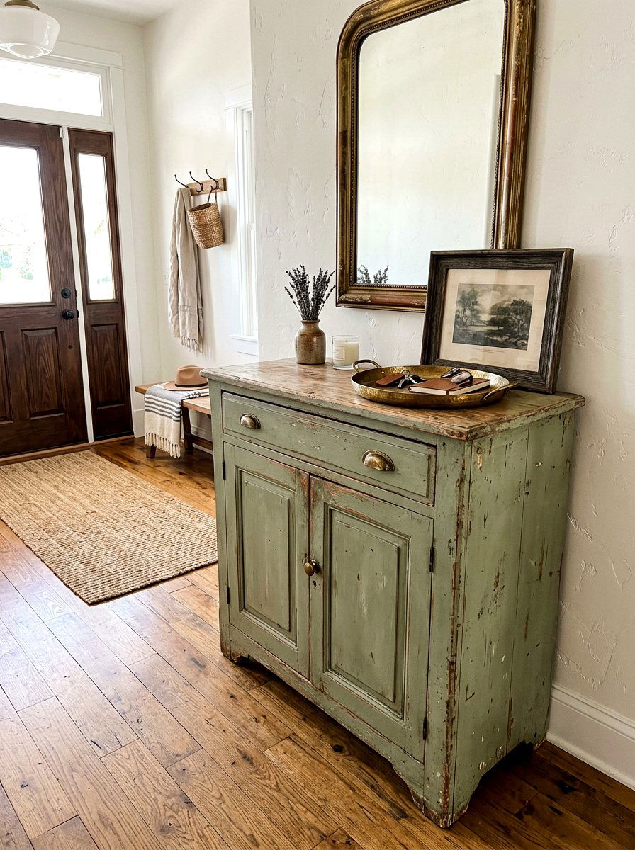 Distressed Cabinet Foyer - 30 old world entryway ideas