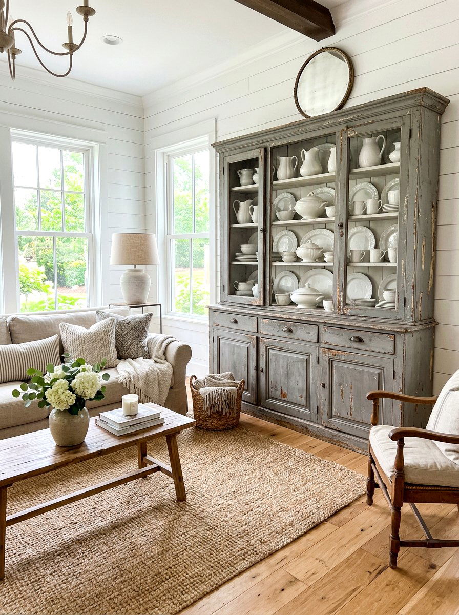 Distressed Cabinet Living Room - 30 French country living room ideas
