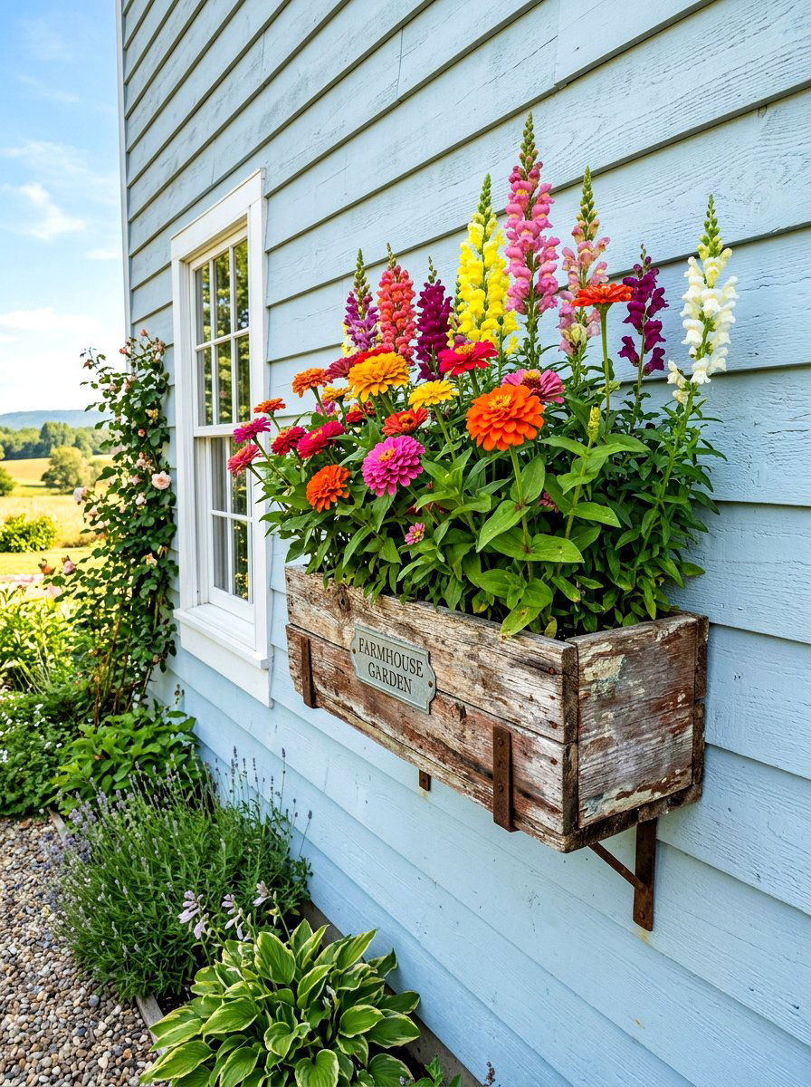 Distressed Farmhouse Wall Box - 30 rustic vertical garden ideas