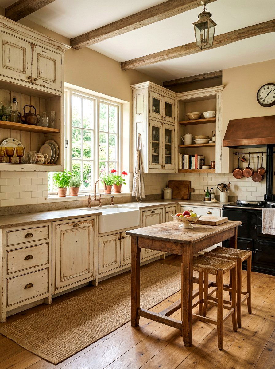Distressed Finish Kitchen - 30 rustic kitchen ideas