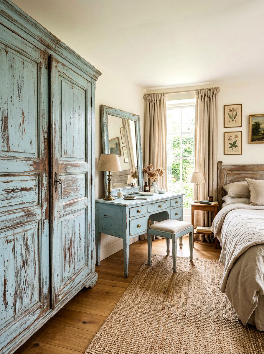 Distressed Furniture Finish - 30 cottagecore bedroom ideas